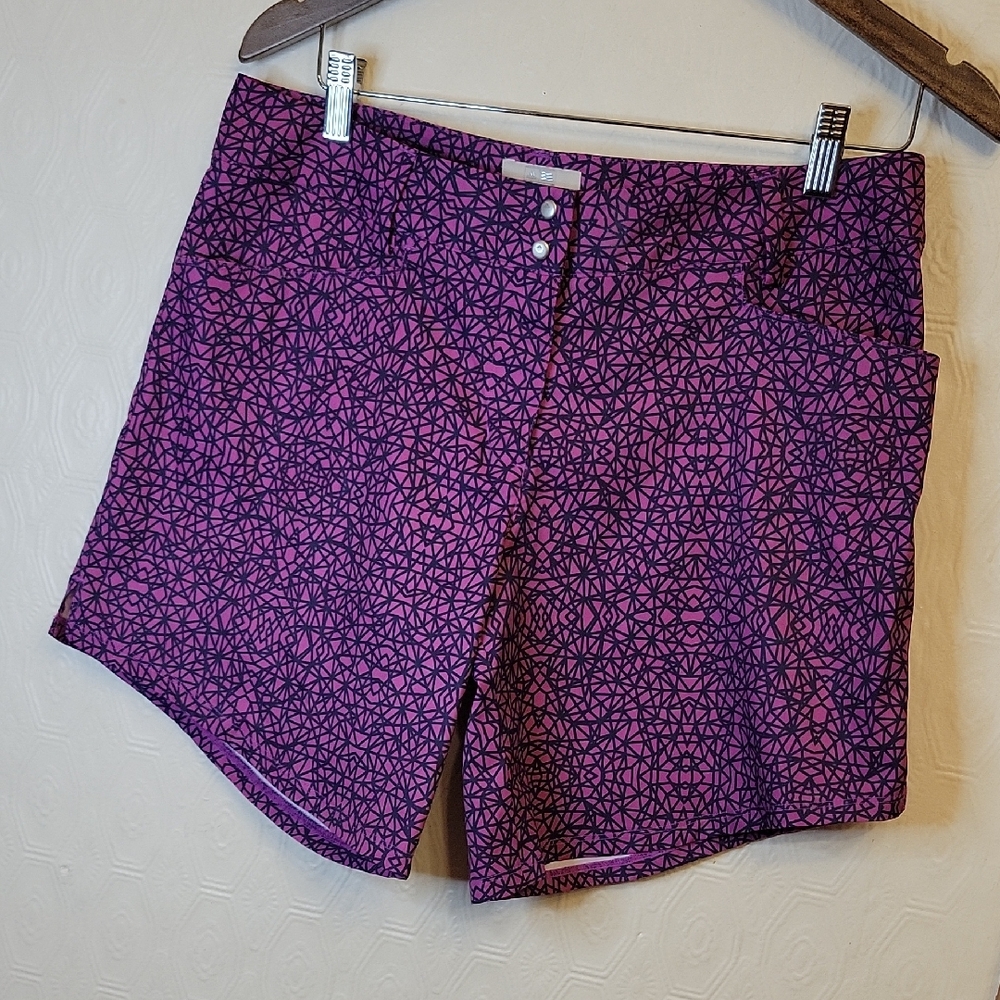 Adidas Golf Shorts Womens Size 10 Purple Geometric - Like New